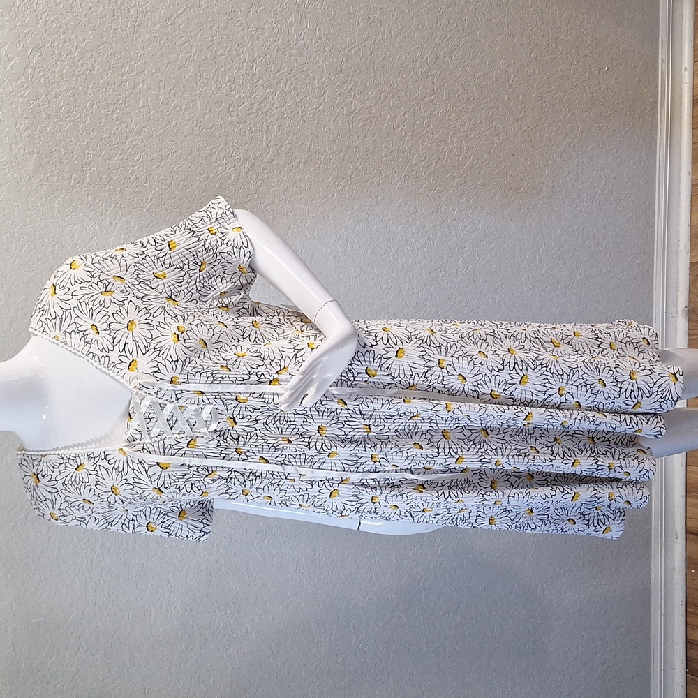 Jalate  White,Yellow and Black Daisy Print Dress